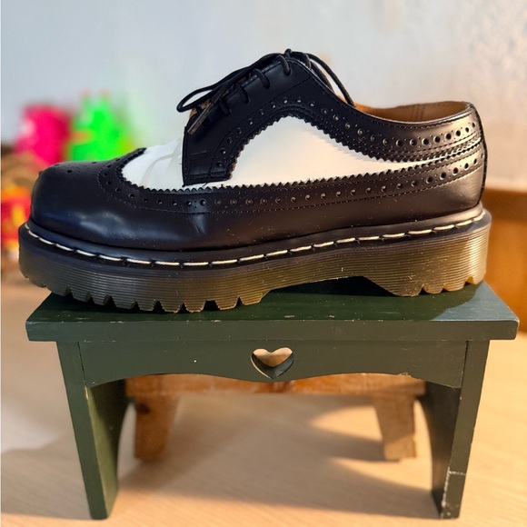 Dr. Martens Black and White Brogue Loafers 3989 - Picture 4 of 10